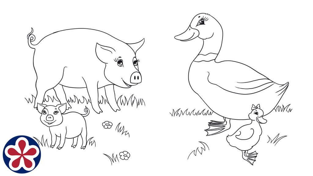 Farm Animals and Their Babies Coloring Pages. TeachersMag.com