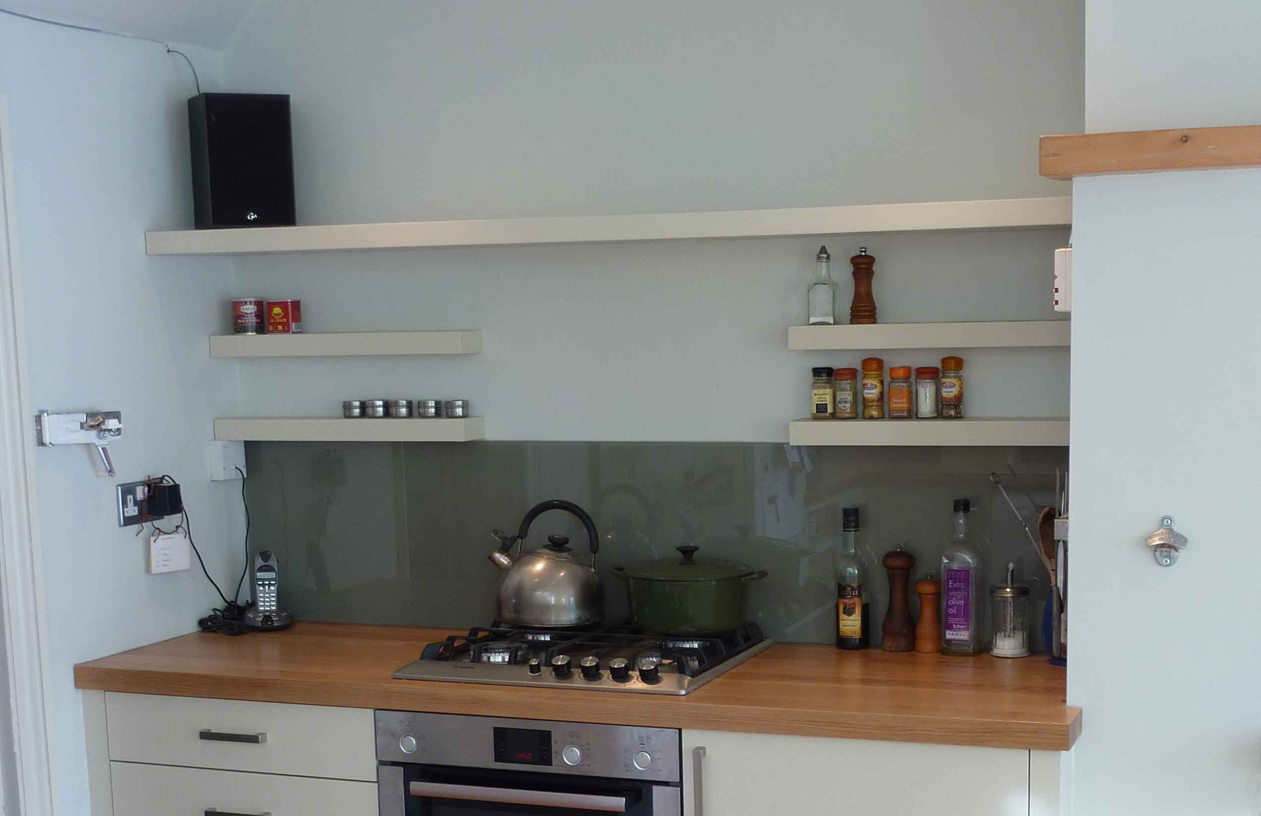 Floating shelf contemporary design kitchen handmade by Peter Henderson 