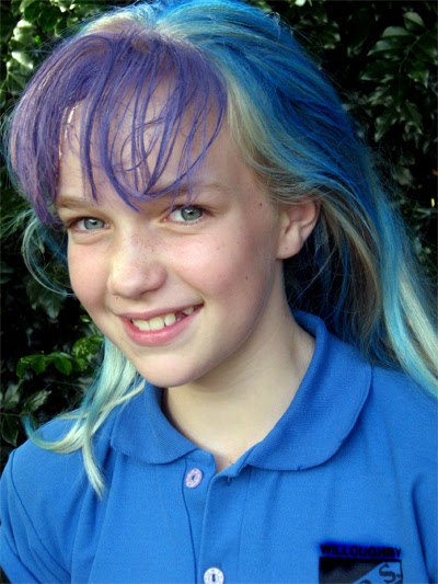 hair with purple in it