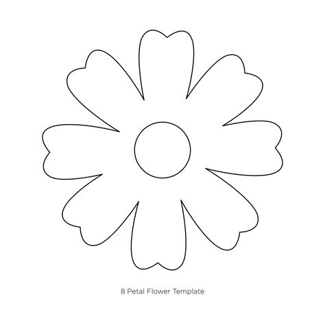 Included in the download are cutting machine files, svg & dxf; printable 8 petal flower template