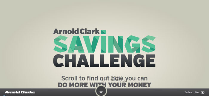 The Arnold Clark Savings Challenge scroll based site design