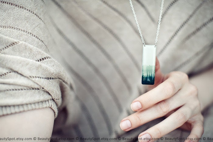 Ombre jewelry - Ancient Forest green necklace - Natural history jewelry (N079) - BeautySpot
