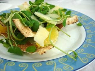 Watercress and parmesan flatbread salad