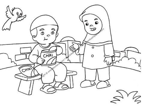 gambar kartun hitam putih menyapu
