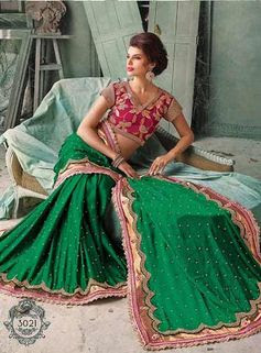 GREEN PINK HEAVY MN  SAREE