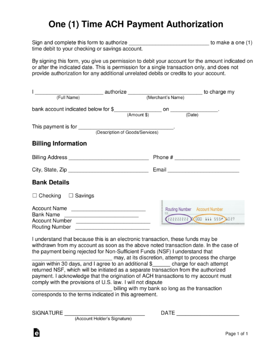 Free Credit Card Ach Authorization Forms Pdf Word Eforms Free Fillable Forms