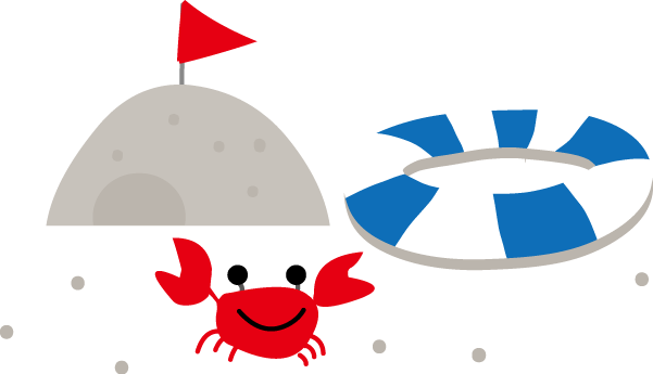 夏のビーチのイラスト海の砂浜 無料イラスト