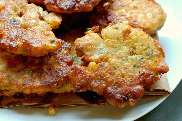 Savory Corn Cheddar Fritters by Eve Fox, Garden of Eating blog, copyright 2011