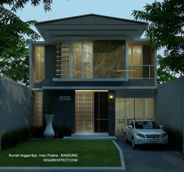 Denah Rumah Tinggal 2 Lantai  Modern Tropis