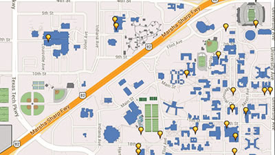 texas tech university map Texas Tech University Campus Map texas tech university map