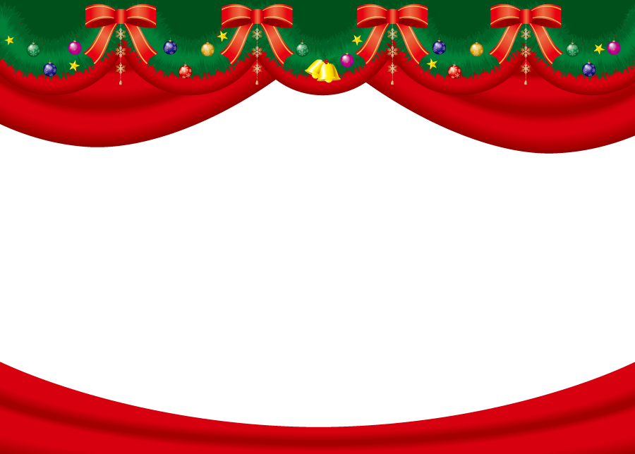 フリーイラスト レッドカーテンとリボンのクリスマスの飾り枠でアハ体験 Gahag 著作権フリー写真 イラスト素材集