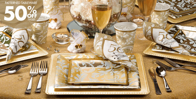 Golden 50th Wedding Anniversary Party Supplies - 50th Anniversary 