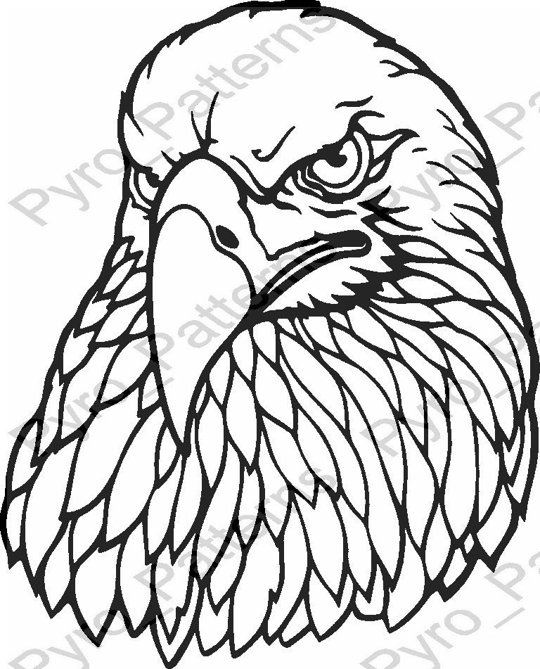 eagle head bird pyrography wood burning pattern printable stencil