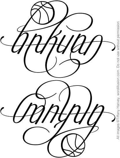 A custom ambigram of the words "Hakuna" & "Matata", created for a tattoo 