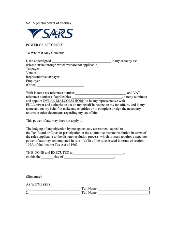 General power of attorney template in Word and Pdf formats