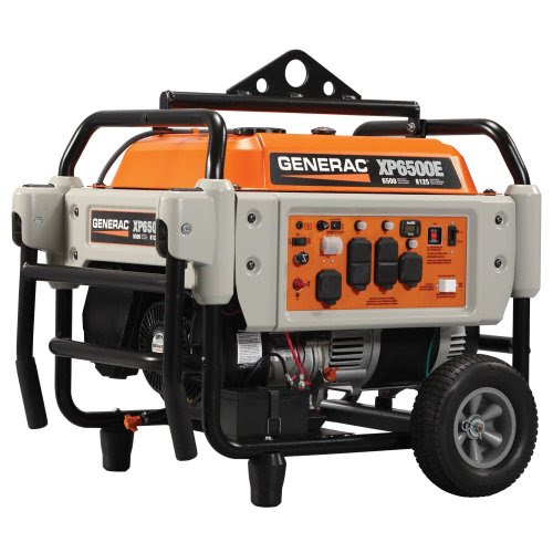 - Generac XP6500E Portable Generator - 8125 Surge Watts, 6500 Rated Watts, Electric Start, Model# 5930