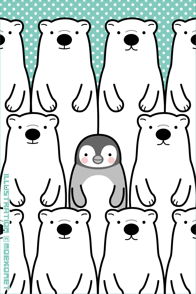 動物イラスト No 68 シロクマ時々ペンギン イラスト制作moekonet