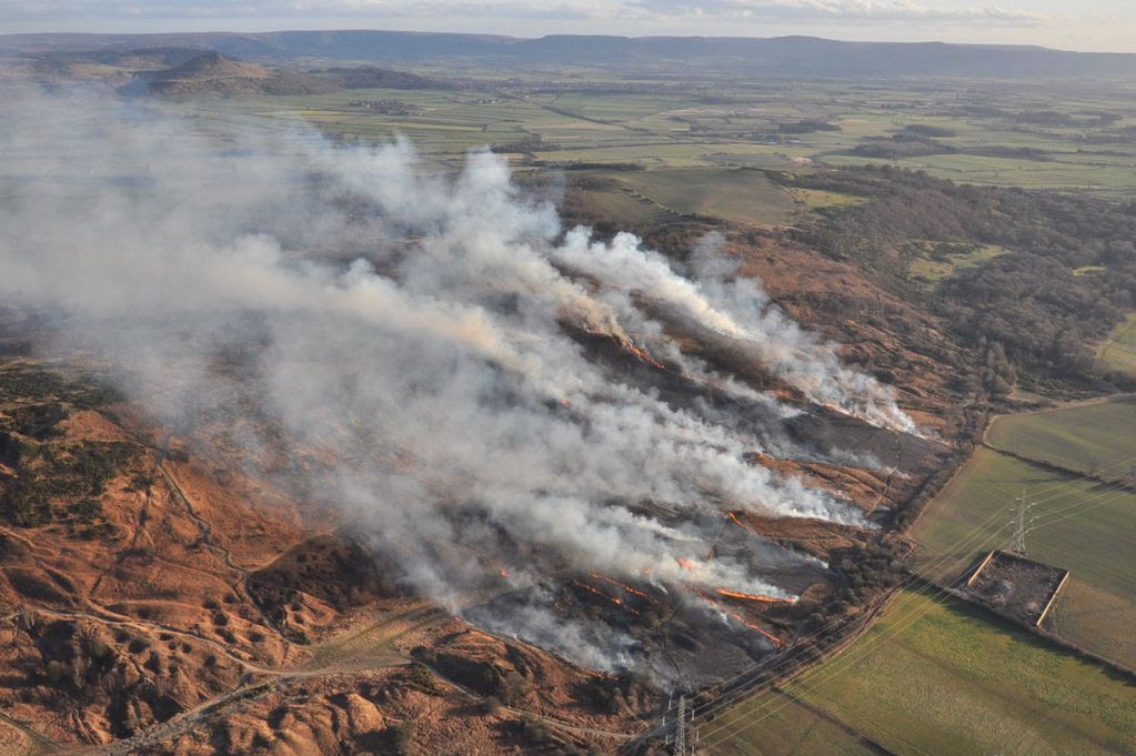 Police helicopter was dispatched to monitor fires started by youths on Eston Hills