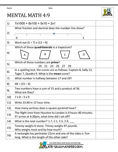  free printable year 9 maths worksheets askworksheet
