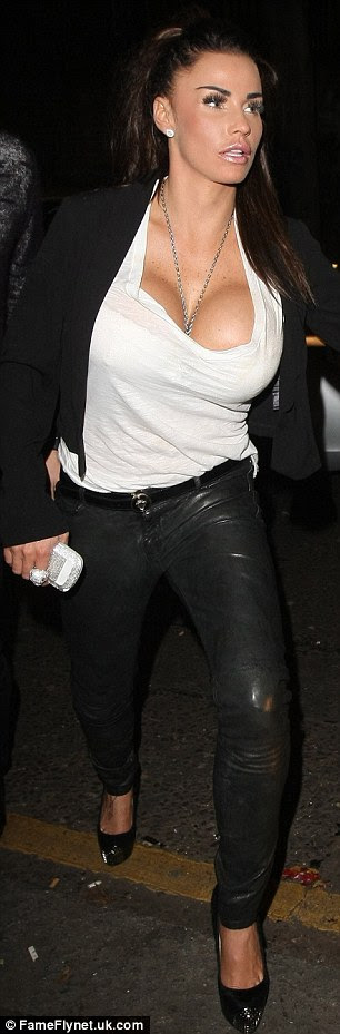 Flaunting: Katie Price showed off her famous cleavage during the night out