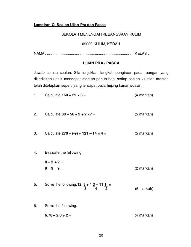Contoh kajian tindakan matematik
