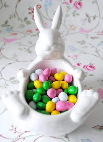 Bunny Bowl filled with Easter Eggs