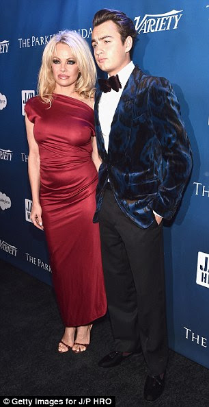 Bonding: Pamela Anderson brought her son Brandon Thomas Lee