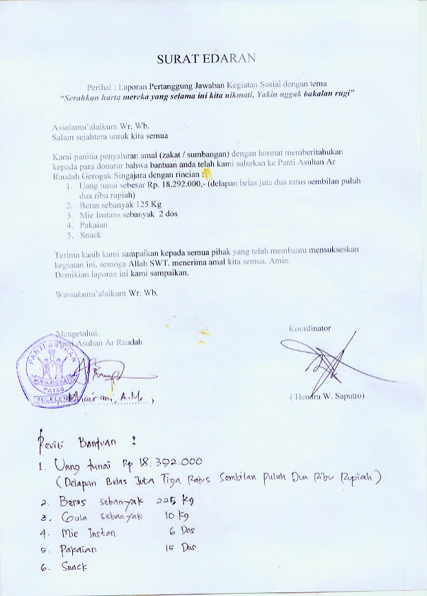 Contoh Surat Zakat
