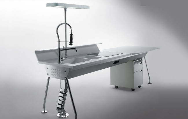 futuristic shapes Solaris designer kitchen of ernestomeda