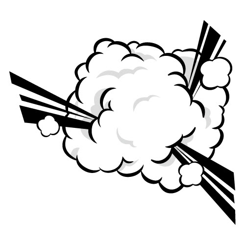 煙もくもくの爆発のイラスト 無料 商用可能 マンガ素材 イラレ用epsとpng画像素材集