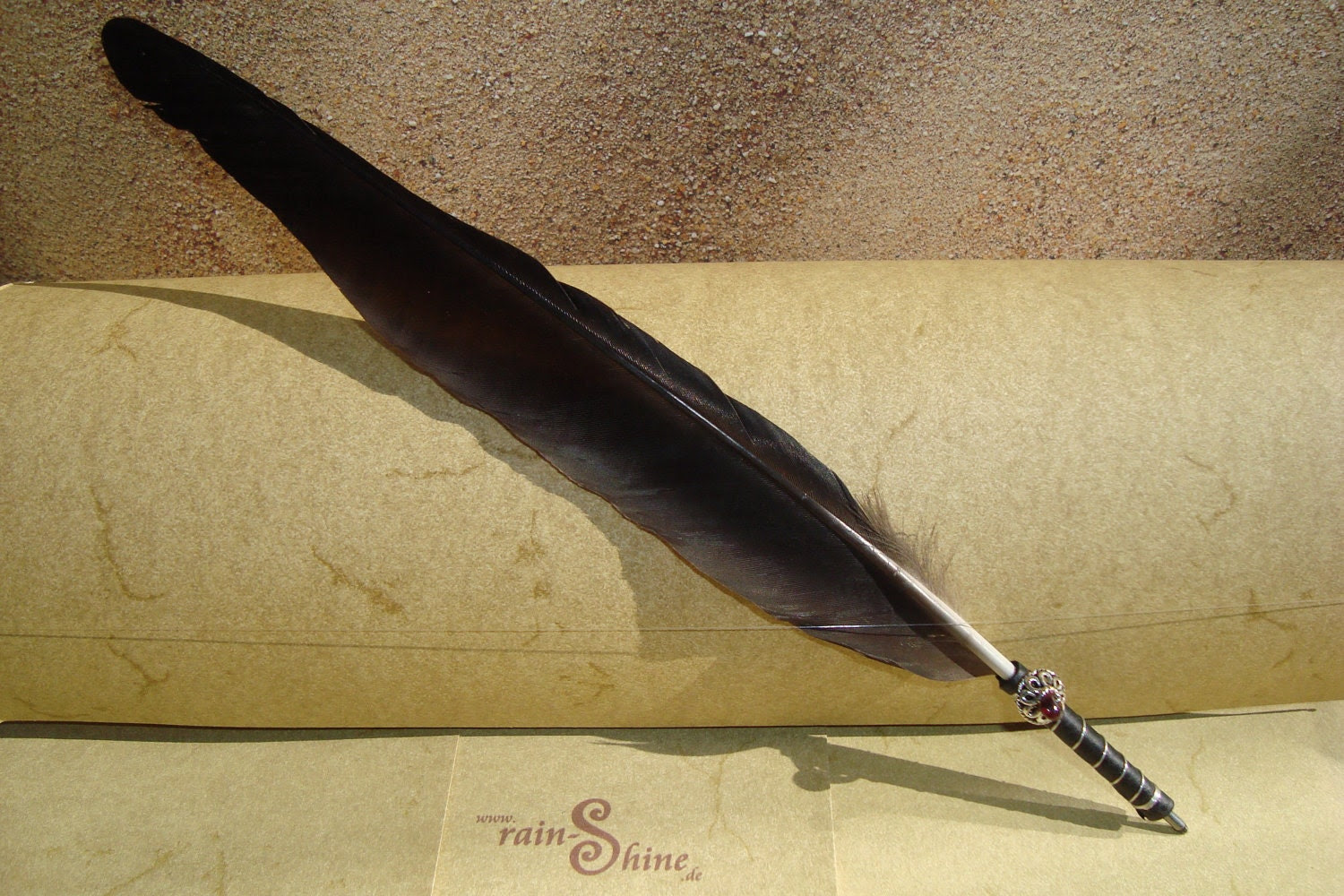 Black Crow Feather Quill with Grenade for Calligraphy and Sketching (G73) - rain2shine