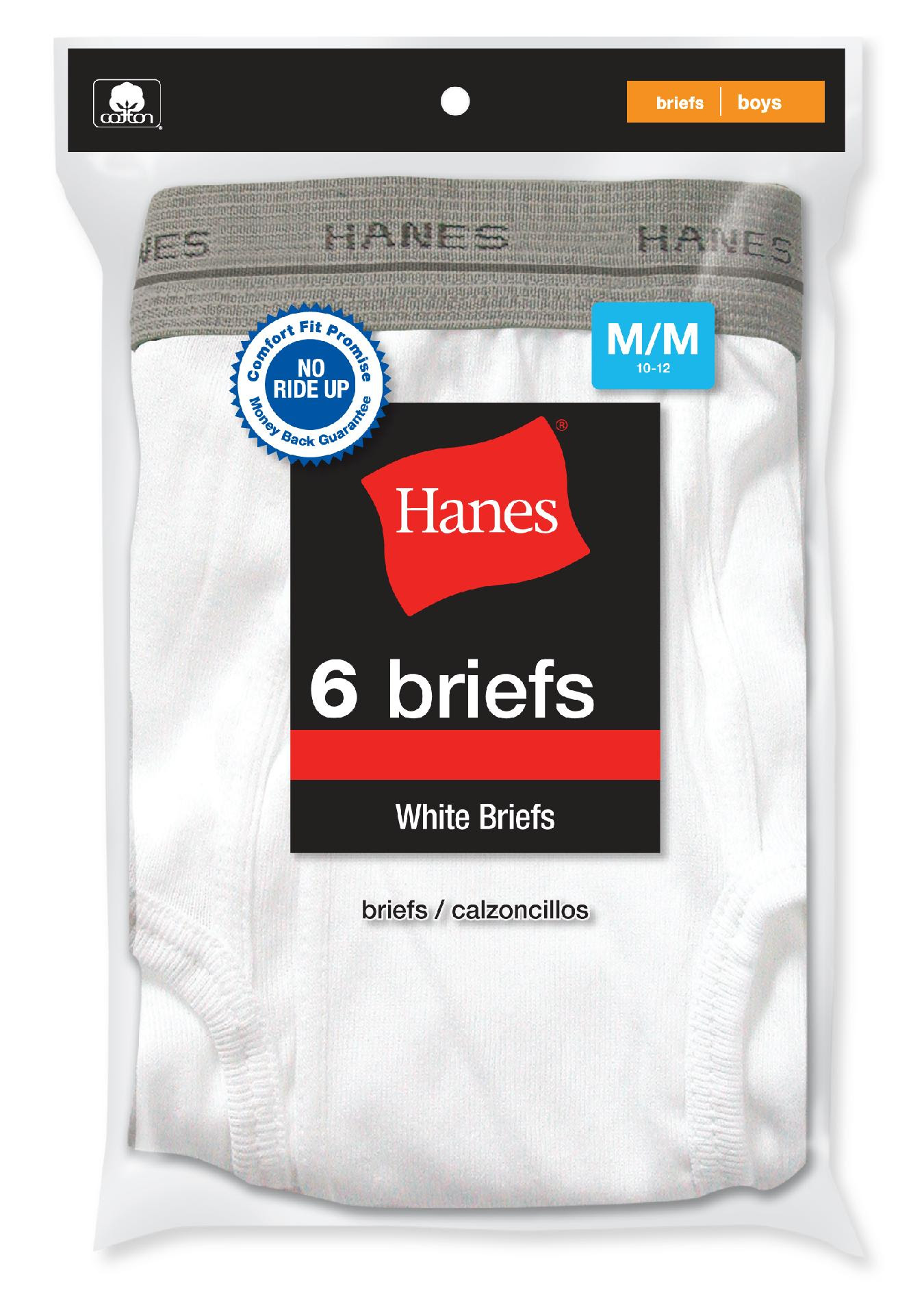 Hanes Boys Cotton Brief White 6 Pack, Size: Medium