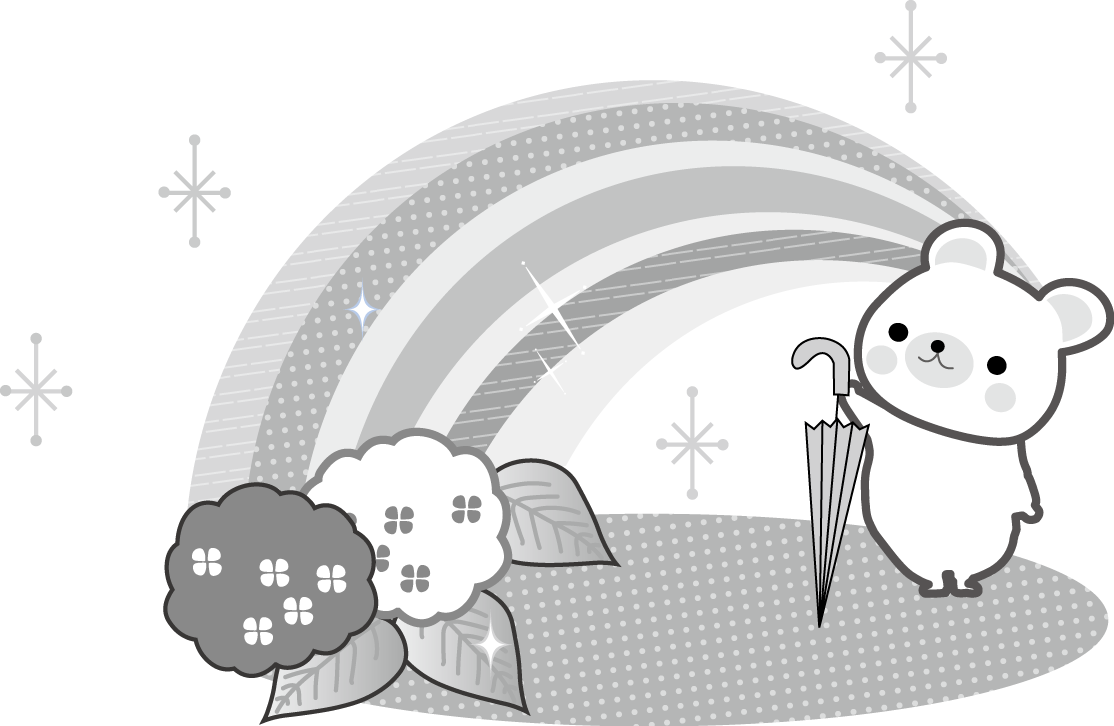 傘 紫陽花 虹のイラスト 梅雨の無料イラスト