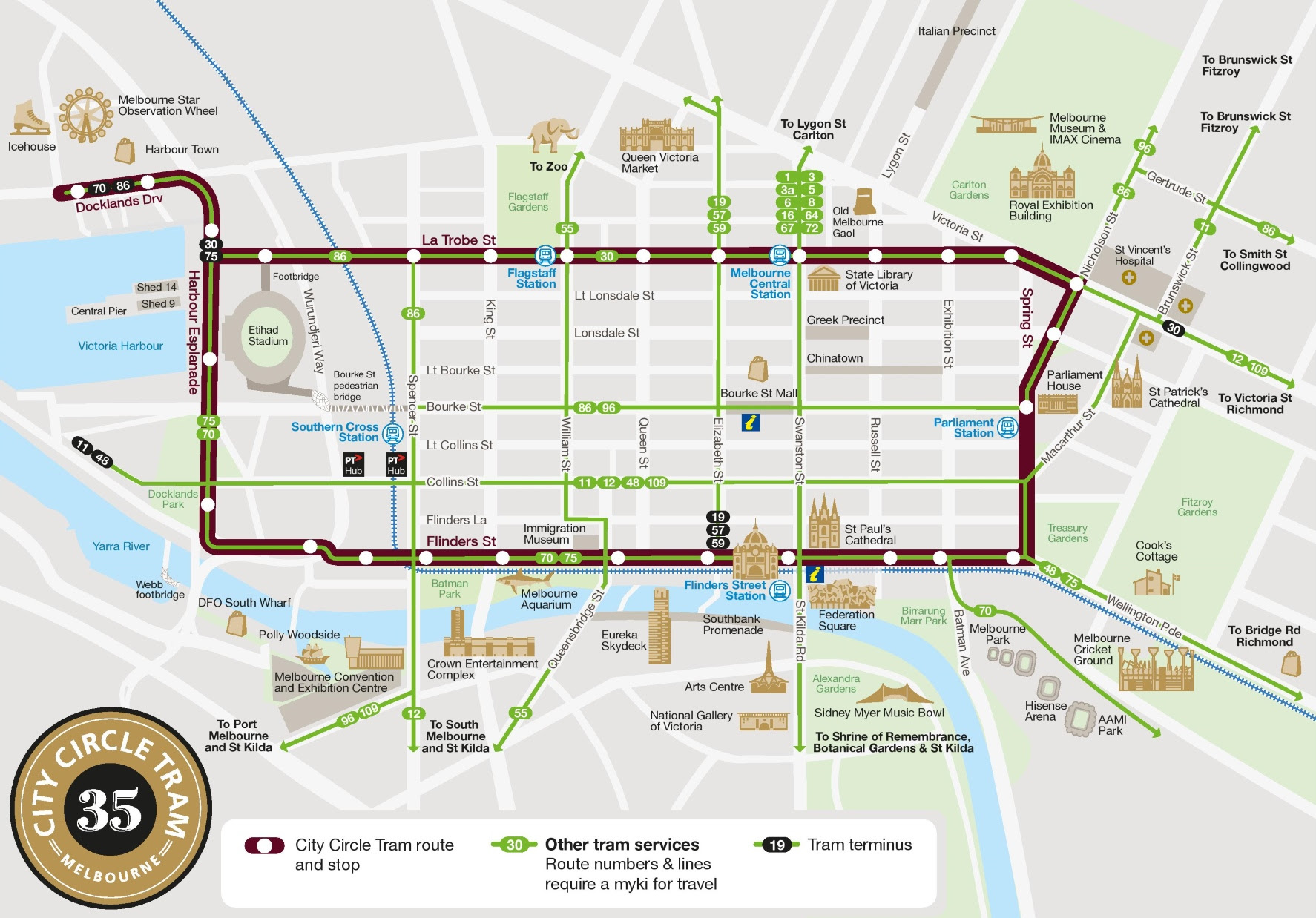 Melbourne City Circle Tram Map Melbourne city circle tram map