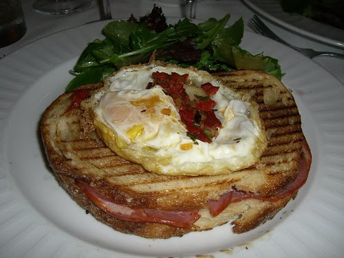 Cured Meat and Fried Egg grilled cheese sandwich