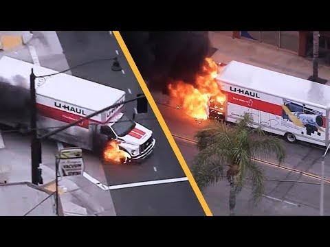 Stolen U-Haul Bursts Into Flames!