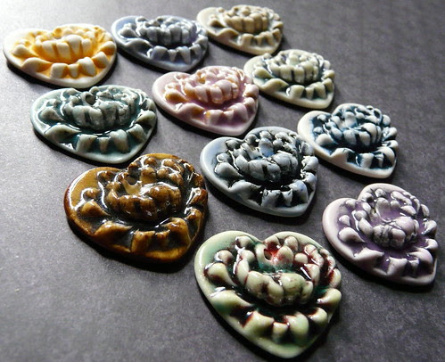 Porcelain Lotus Heart pendants