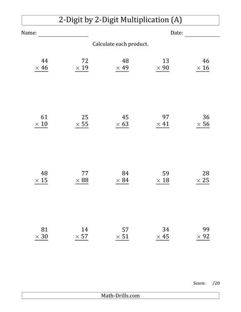  2 digit multiplication worksheets google search multiplication