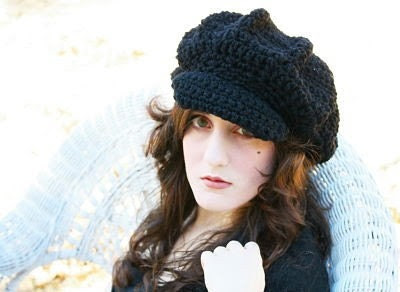 Slouchy Newsboy Cap - Black