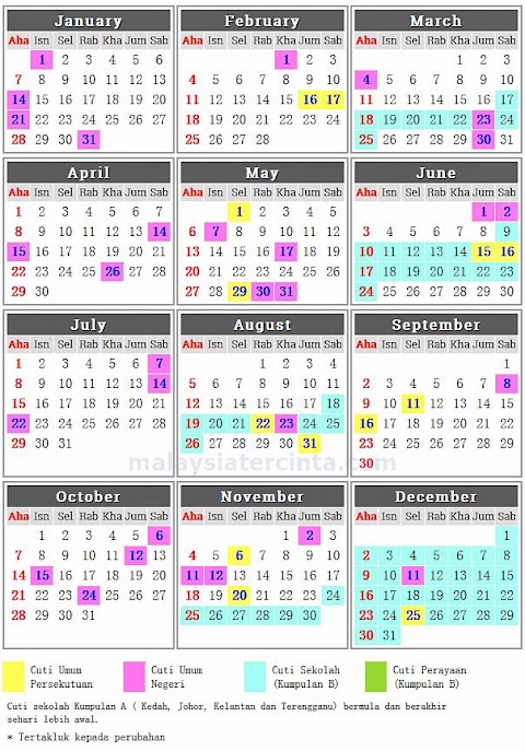 kalendar cuti johor 2018