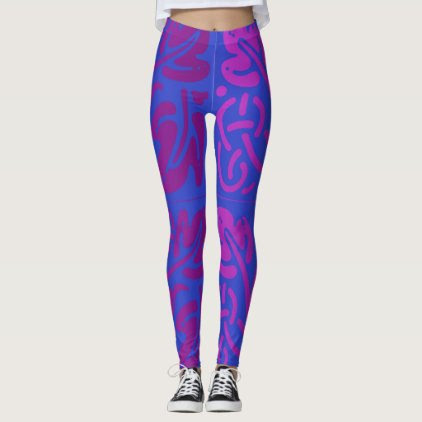 Abstract blue and purple leggings