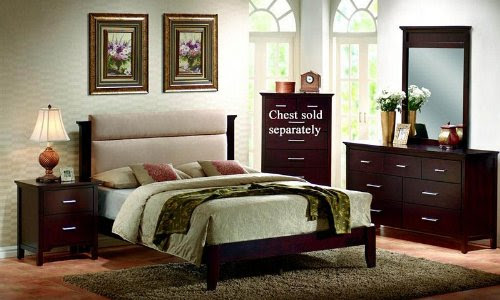 4pc Queen Size Platform Bedroom Set in Mahogany Finish