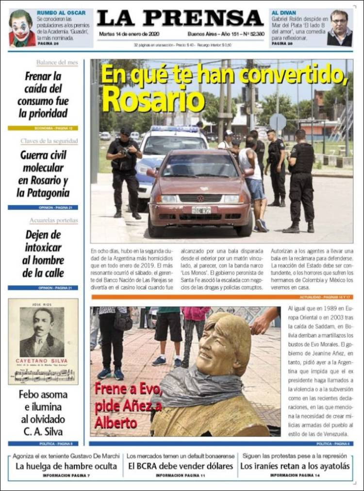Portada de La Prensa (Argentina)