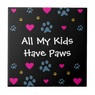 All My Kids-Children Have Paws Small Square Tile