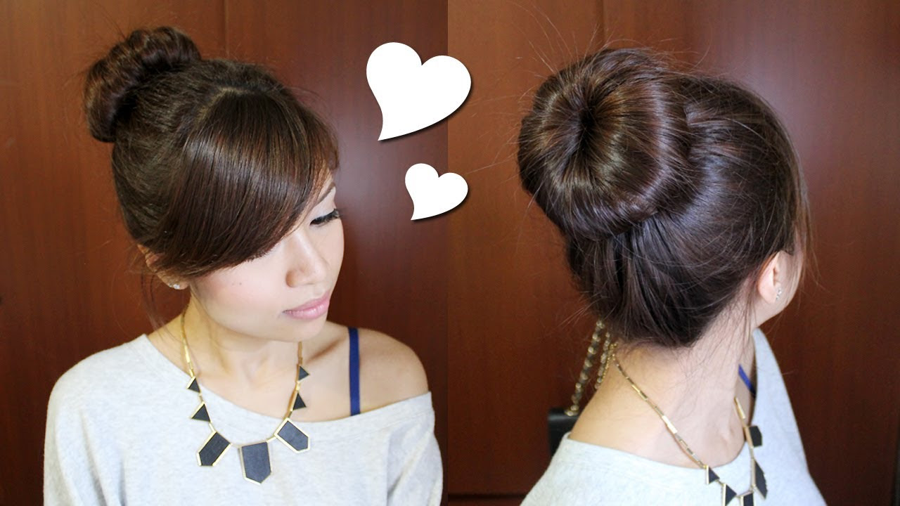 Everyday Perfect Bun Updo Hairstyle for Medium Long Hair 