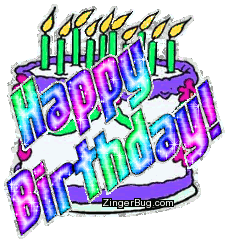 Happy Birthday Glitter Birthday Cake Glitter Graphic, Greeting 
