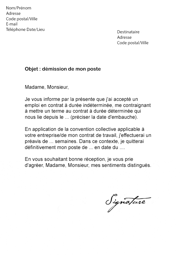 modele lettre titularisation