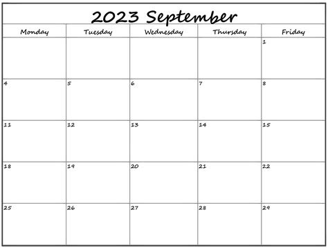  september 2023 monday calendar monday to sunday