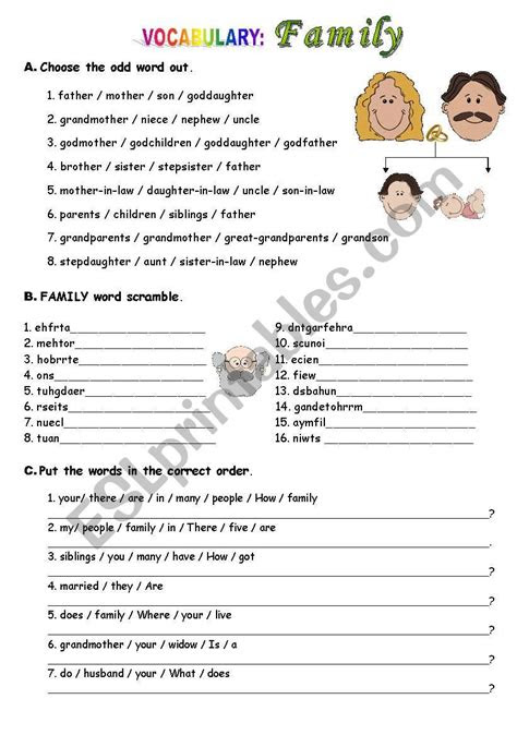  family relationships esl worksheet by atlantis1971