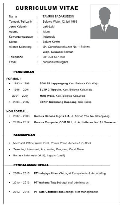 cara membuat curriculum vitae fresh graduate